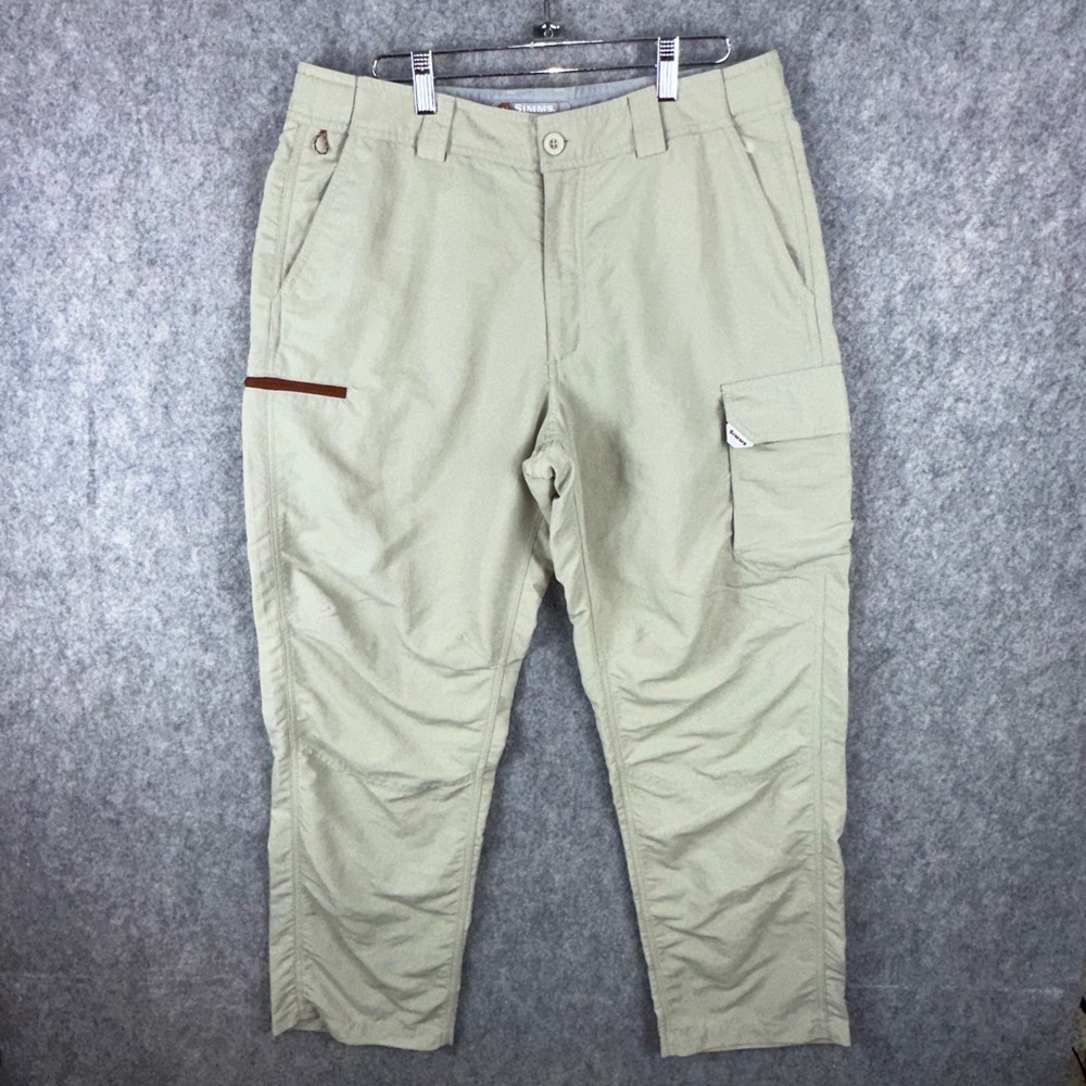 Simms Pants Mens M Beige Guide Series Fishing Cargo Nylon Outdoor Hiking 34x30